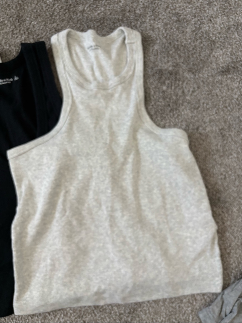 Abercrombie & Fitch Ribbed Tank Tops - Light Gray & Black - Picture 2 of 6